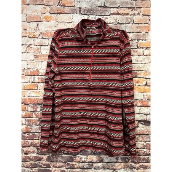 Woolrich top shirt Women Red 1/2 Zip Pullover Mock Neck southwest Knit small - Picture 1 of 5